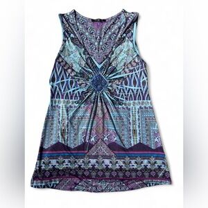 Apt. 9 Purple and Blue Patterned Top